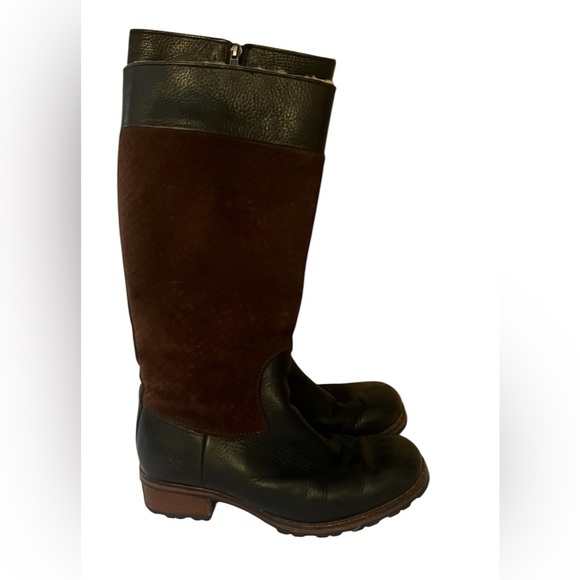 Ugg Leather & Sheepskin Zip Up Boots Sz 6 1/2 - Picture 1 of 15